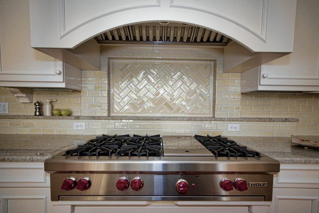 Kitchen, hand-made ceramic tile - Weston, MA